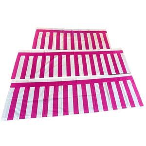 3 Piece Annie Selke Pink White Stripe Valance Set-See Description For Sizes